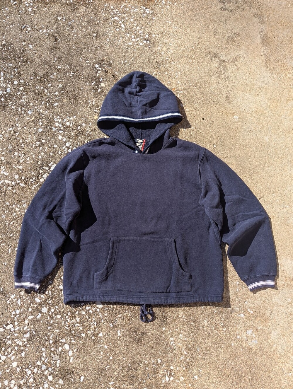 Vintage GAP Athletics Boxy Crop Navy Blue Hooded Pullover Sweatshirt